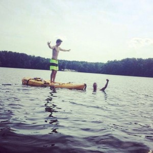 From Ansel Elgort's Instagram: "Me and Theo at a lake yesterday in Georgia :)"