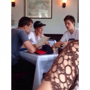 Theo James, Shailene Woodley and Ansel Elgort at "The National" in Atlanta on 5/24/14. Photo by @rayjayy22 on twitter