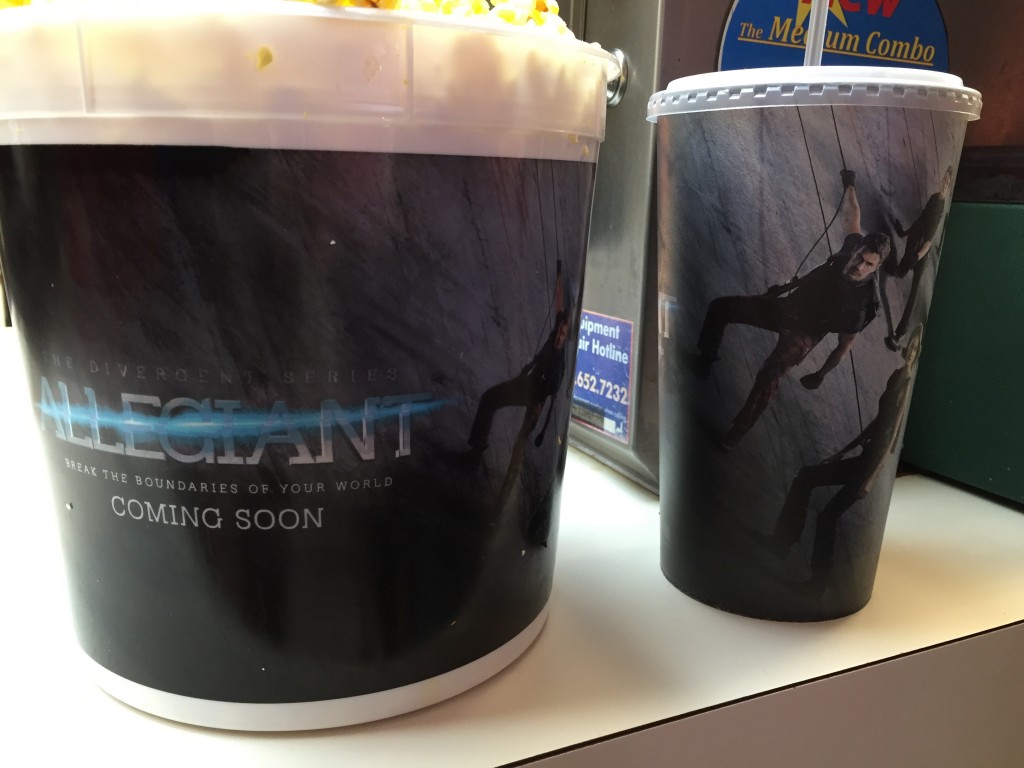 Allegiant popcorn and cup