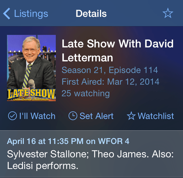 Late Show with David Letterman Re-Airing Theo James Guest Appearance on Wednesday 4/16