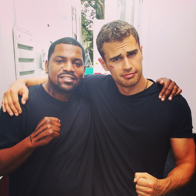 Theo James and Mekhi Phifer Hang Out on Insurgent Set and Have a Boys Night Out