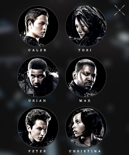 INSURGENT 3D Character Posters Revealed for Caleb, Tori, Uriah, Max, Peter, and Christina