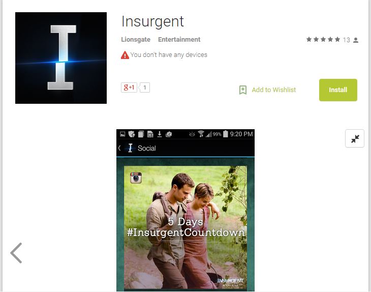 Insurgent Mobile App Now Available for Android